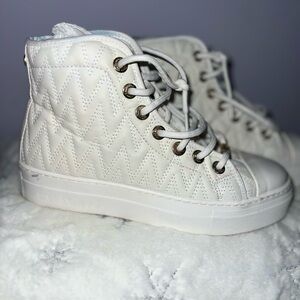 Valentino Quilted High-Top Sneakers - White